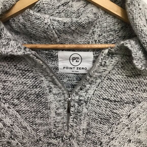 POINT Zero knit shrug poncho hoodie cardigan oversized grey white Large - Picture 4 of 14
